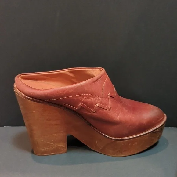 Free People Brown Leather Chance Clog w/Wood Heel Size EU 41 - Picture 8 of 14